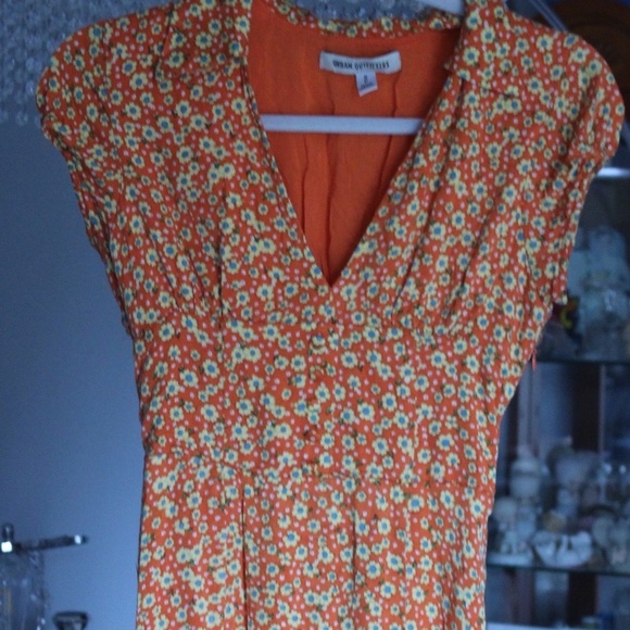 URBAN OUTFITTERS ORANGE FLORAL DRESS - Picture 1 of 4